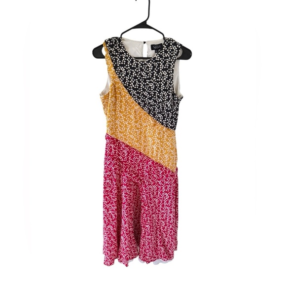 Saloni AGNES KNOT PRINT SILK CREPE DE CHINE DRESS - Picture 4 of 10